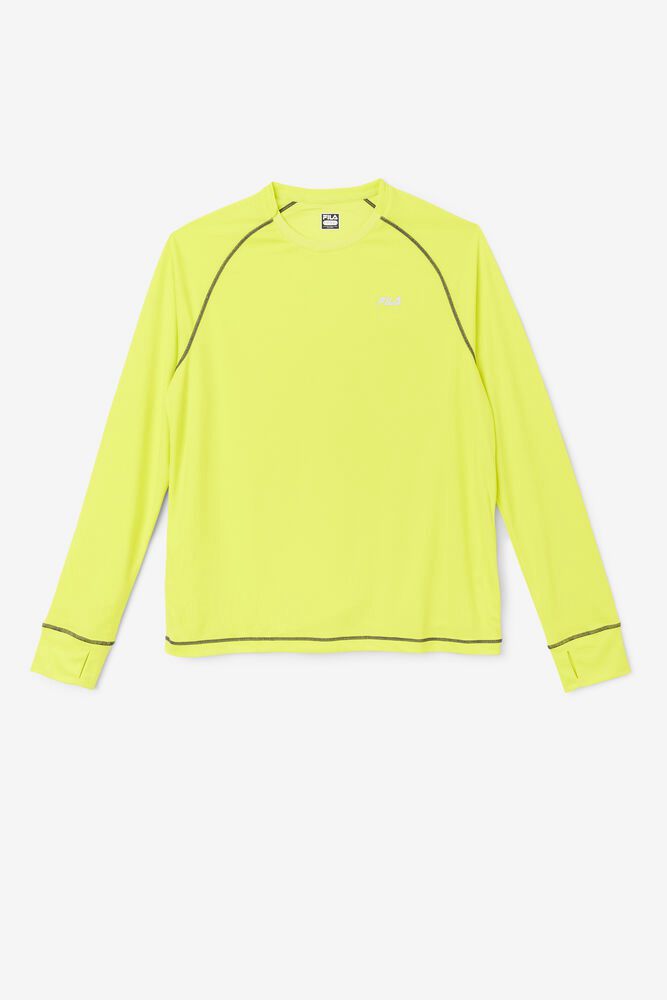 Fila T-Shirt Mens Yellow - Lasone Long Sleeve Crew - Philippines 1759862-QT